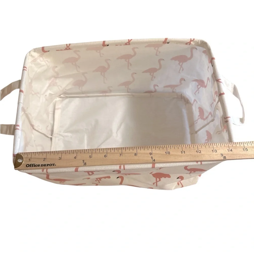 Flamingo Rectangular Storage Basket Pink Cream Tote Collapsible Waterproof